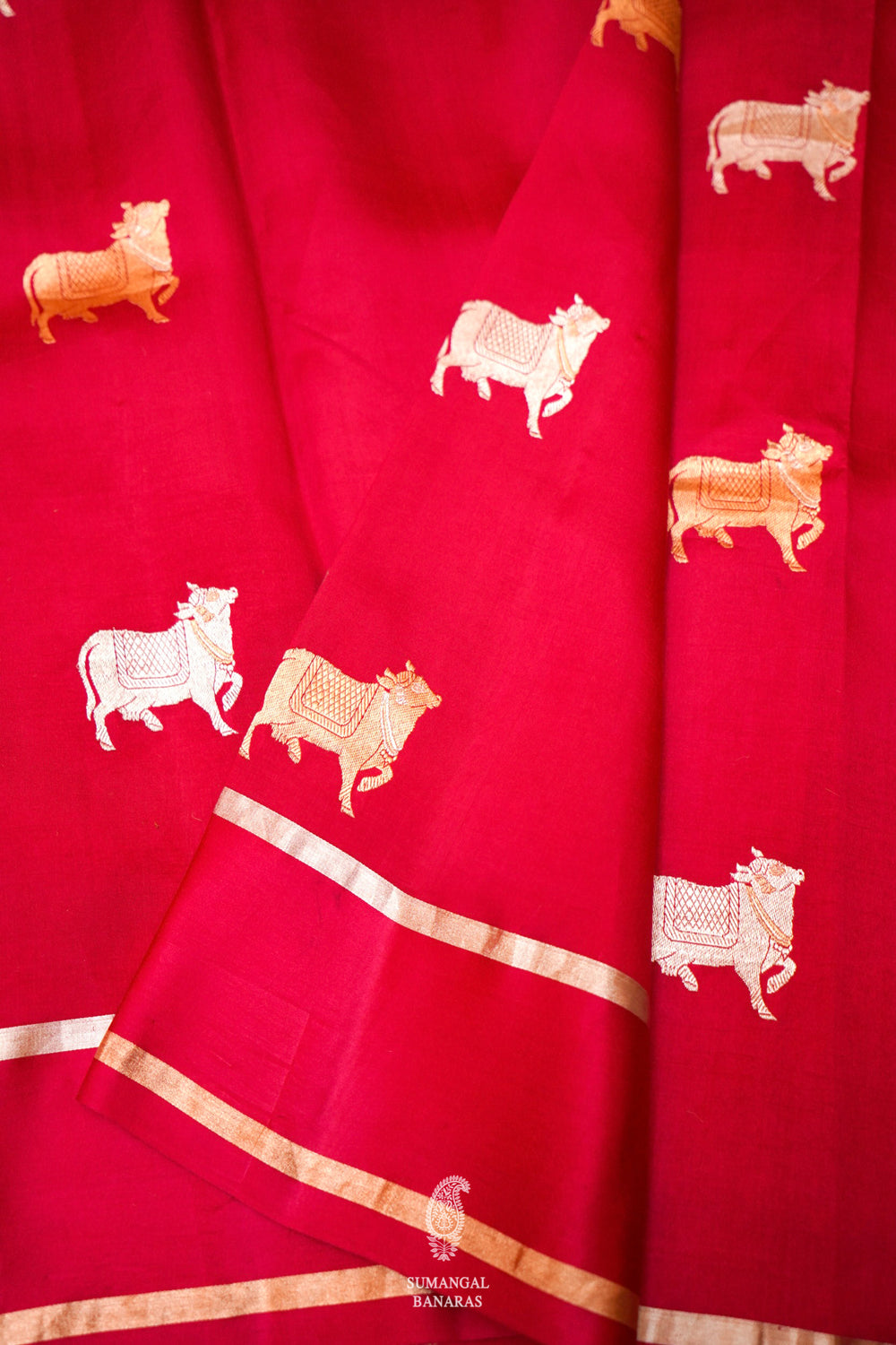 Handwoven Red Banarasi Katan Silk Saree