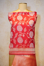 Handwoven Red Banarasi Katan Silk Dupatta