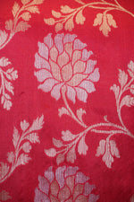 Handwoven Red Banarasi Katan Silk Dupatta