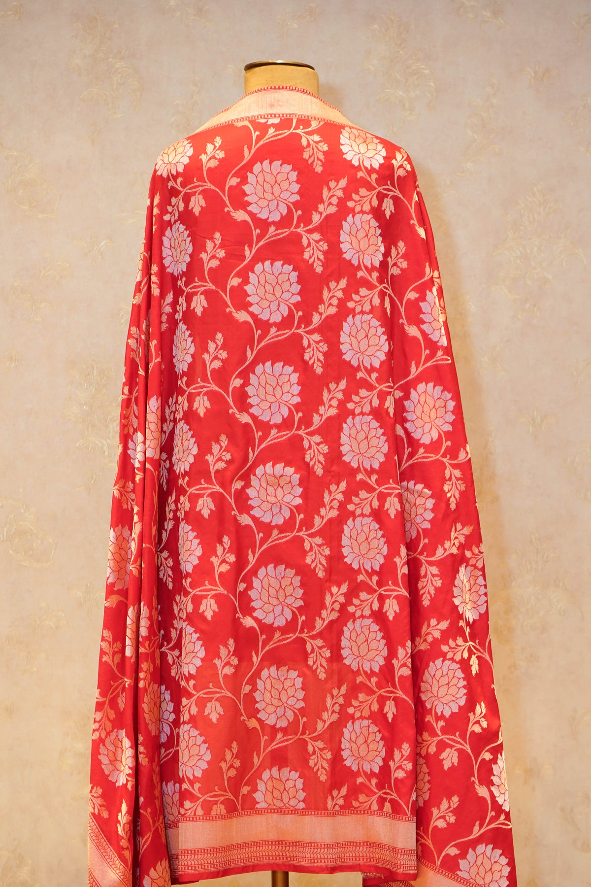 Handwoven Red Banarasi Katan Silk Dupatta