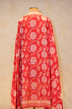 Handwoven Red Banarasi Katan Silk Dupatta
