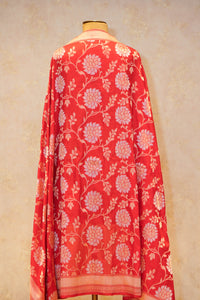 Handwoven Red Banarasi Katan Silk Dupatta