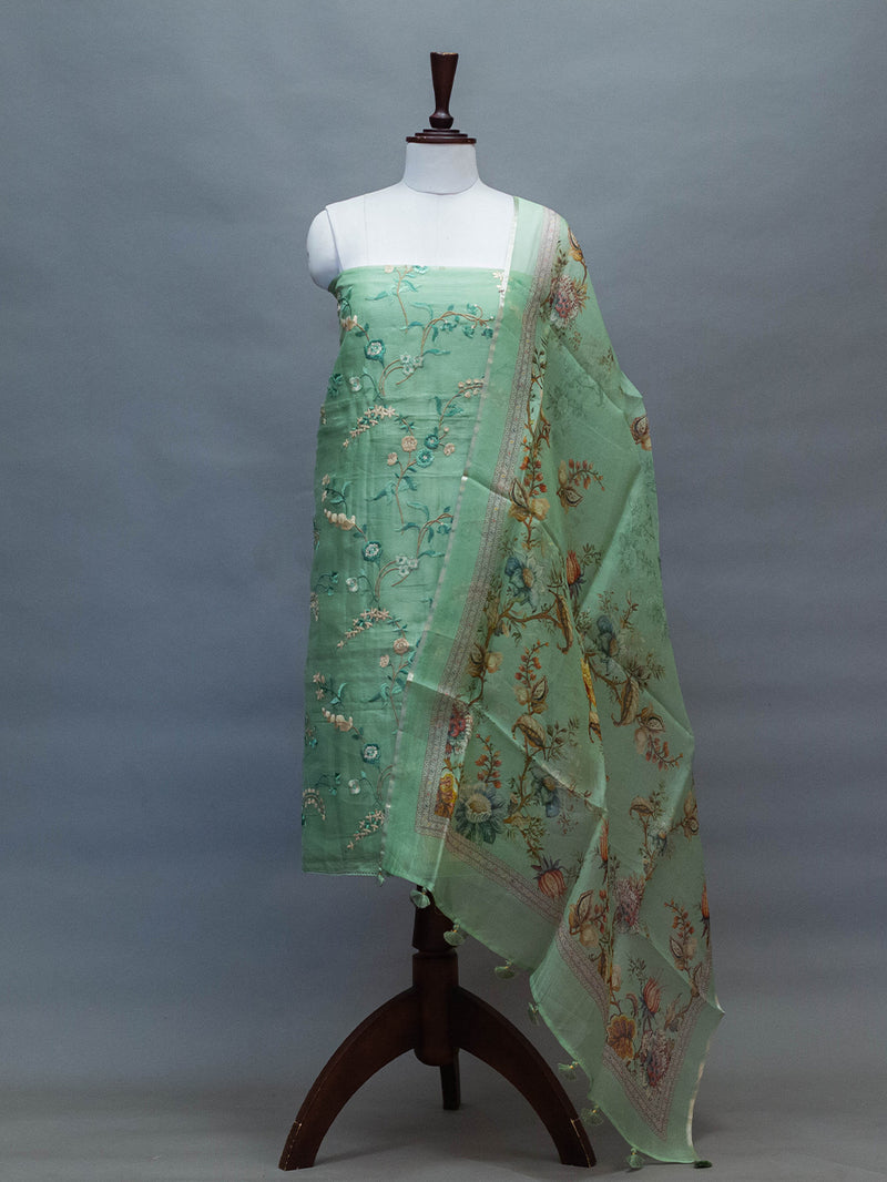 Handwoven Sea Green Banarasi Organza Suit