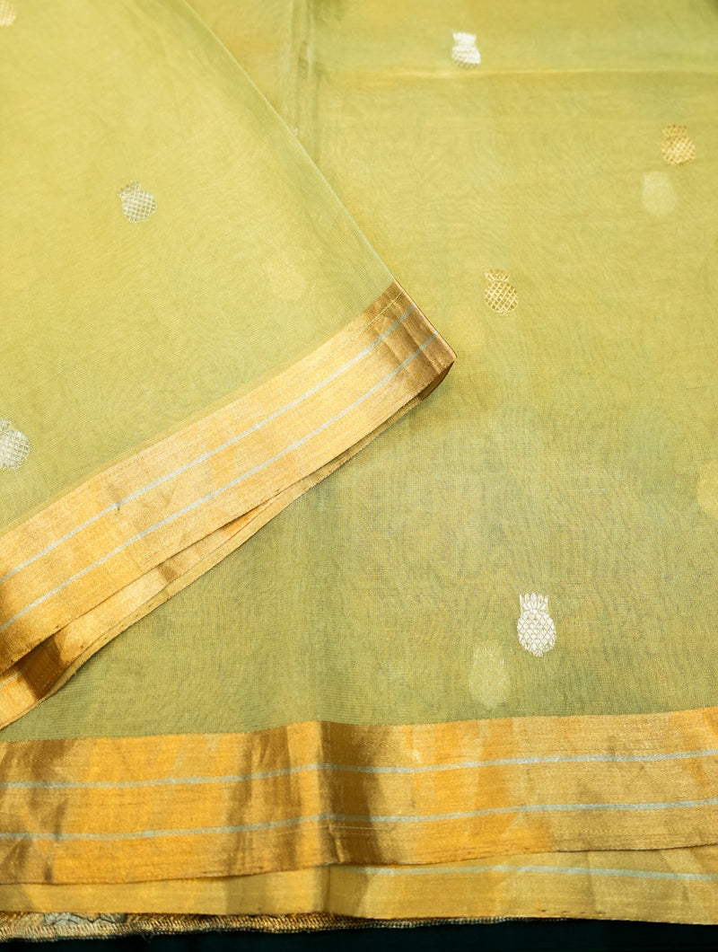 Handwoven Green Banarasi Tissue Silk Saree