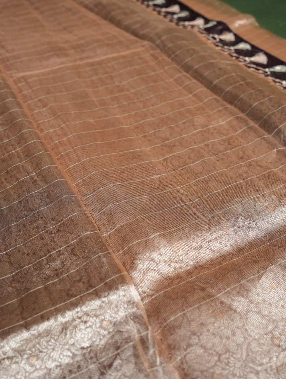 Handwoven Peach Banarasi Tissue Silk Saree