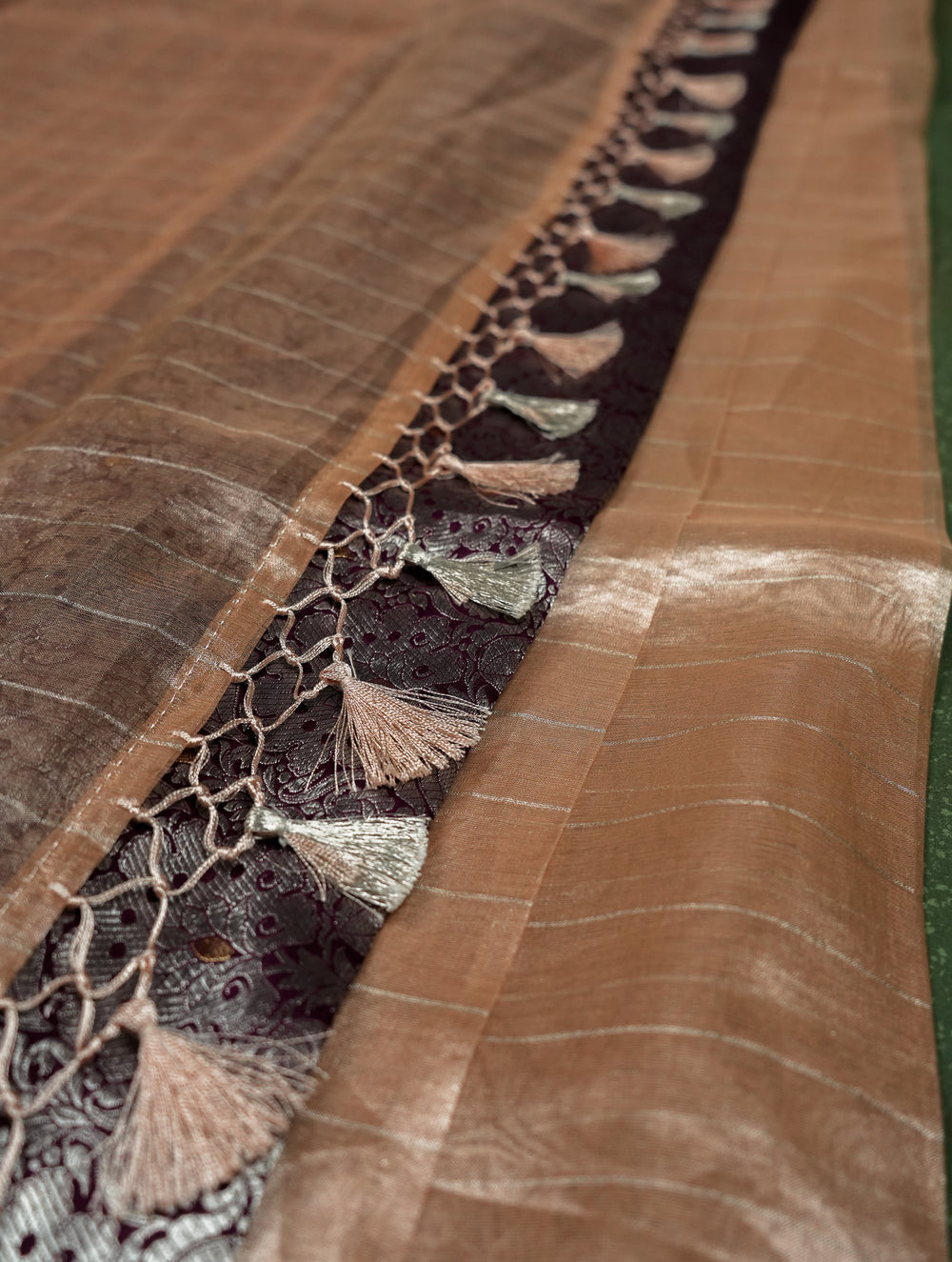 Handwoven Peach Banarasi Tissue Silk Saree