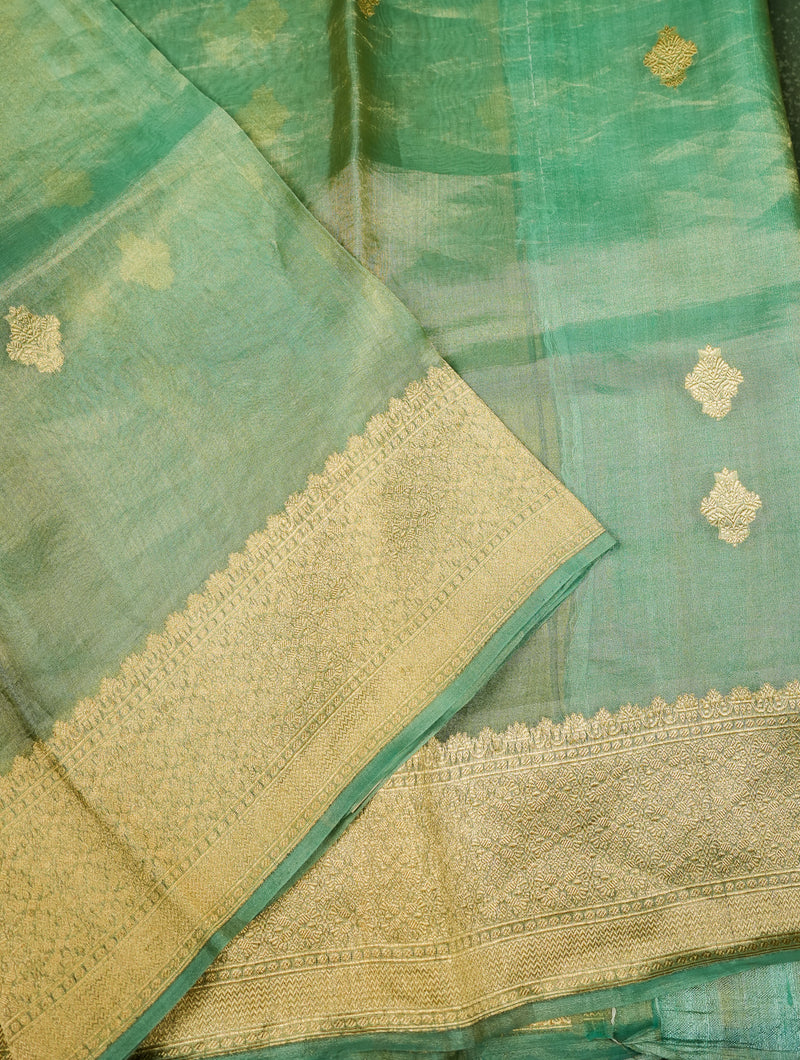 Handwoven Green Banarasi Tissue Silk Saree