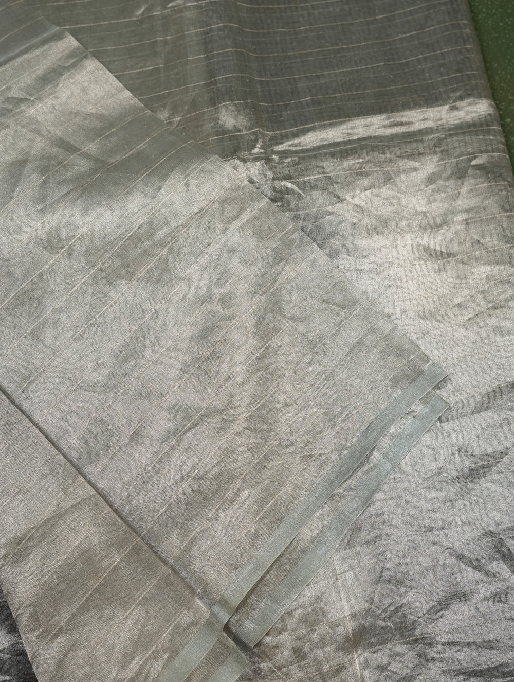 Handwoven Grey Banarasi Tissue Silk Saree