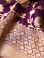 Handwoven Wine Purple Katan Silk Saree