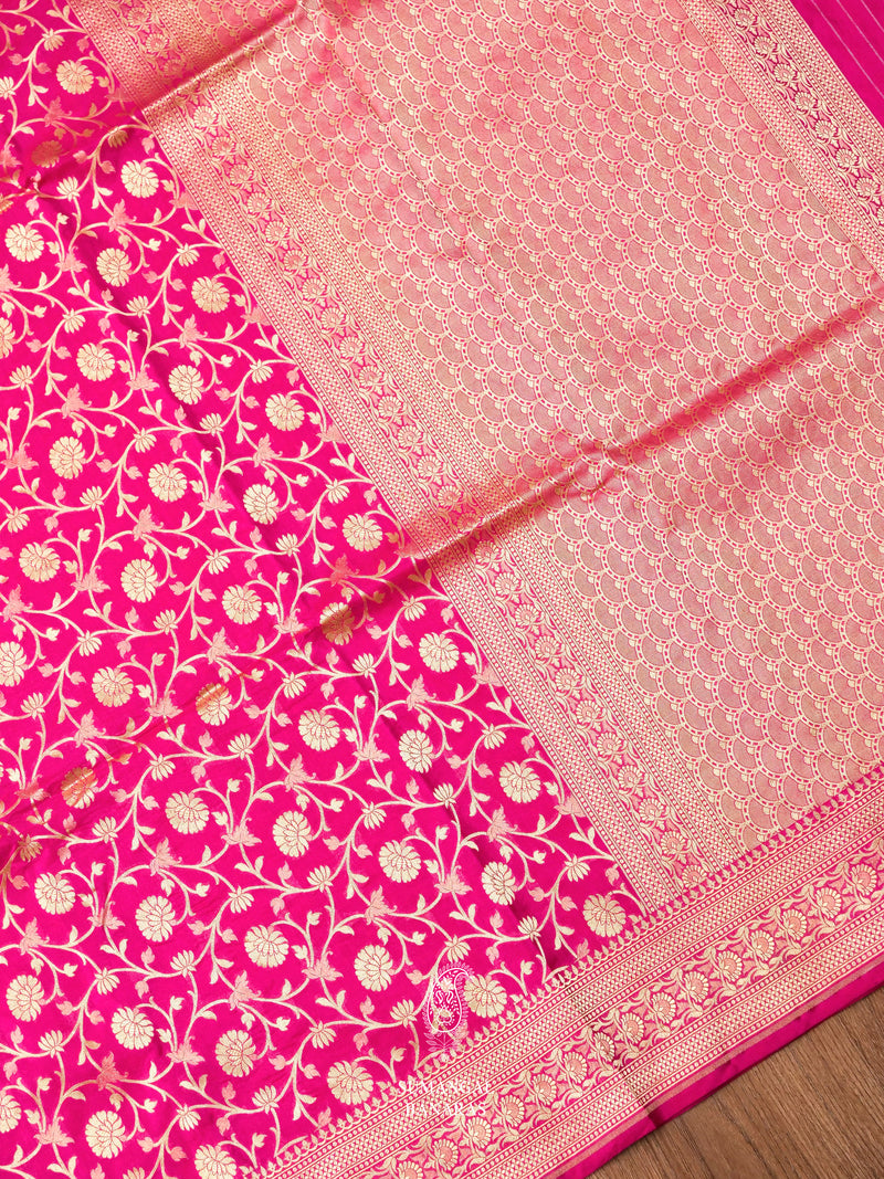 Handwoven Hot Pink Katan Silk Saree