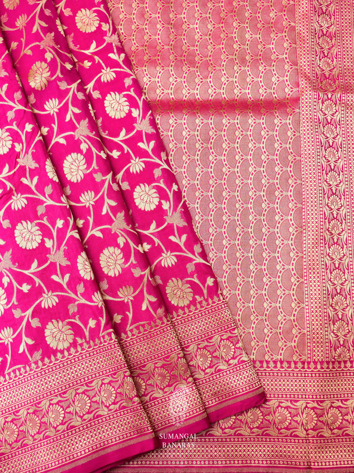 Handwoven Hot Pink Katan Silk Saree