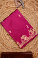 Handwoven Rani Pink Banarasi Katan Soft Silk Saree