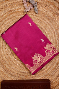 Handwoven Rani Pink Banarasi Katan Soft Silk Saree