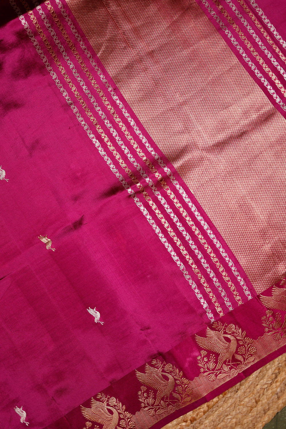Handwoven Rani Pink Banarasi Katan Soft Silk Saree