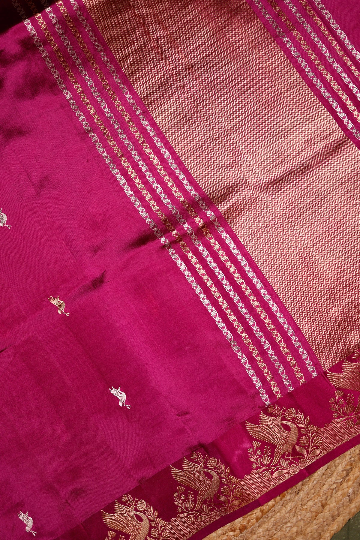 Handwoven Rani Pink Banarasi Katan Soft Silk Saree