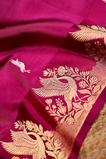Handwoven Rani Pink Banarasi Katan Soft Silk Saree