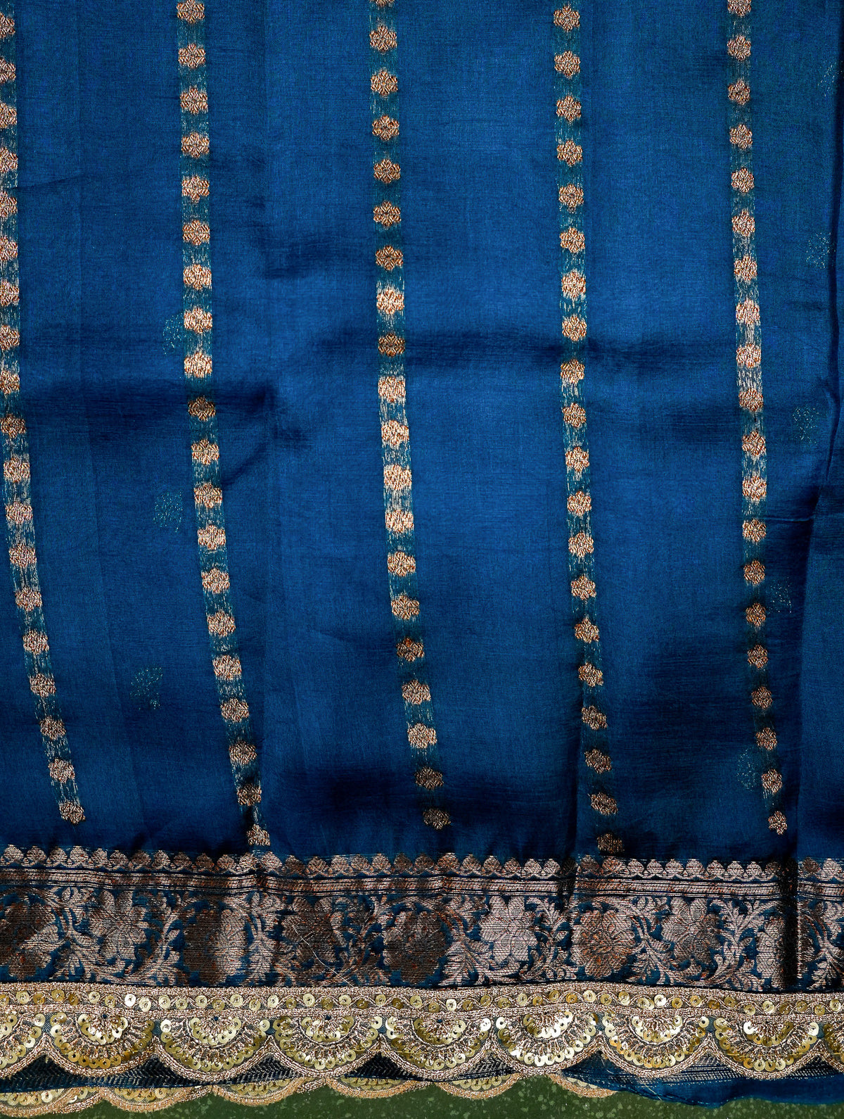 Handwoven Peacock Blue Banarasi Organza Saree