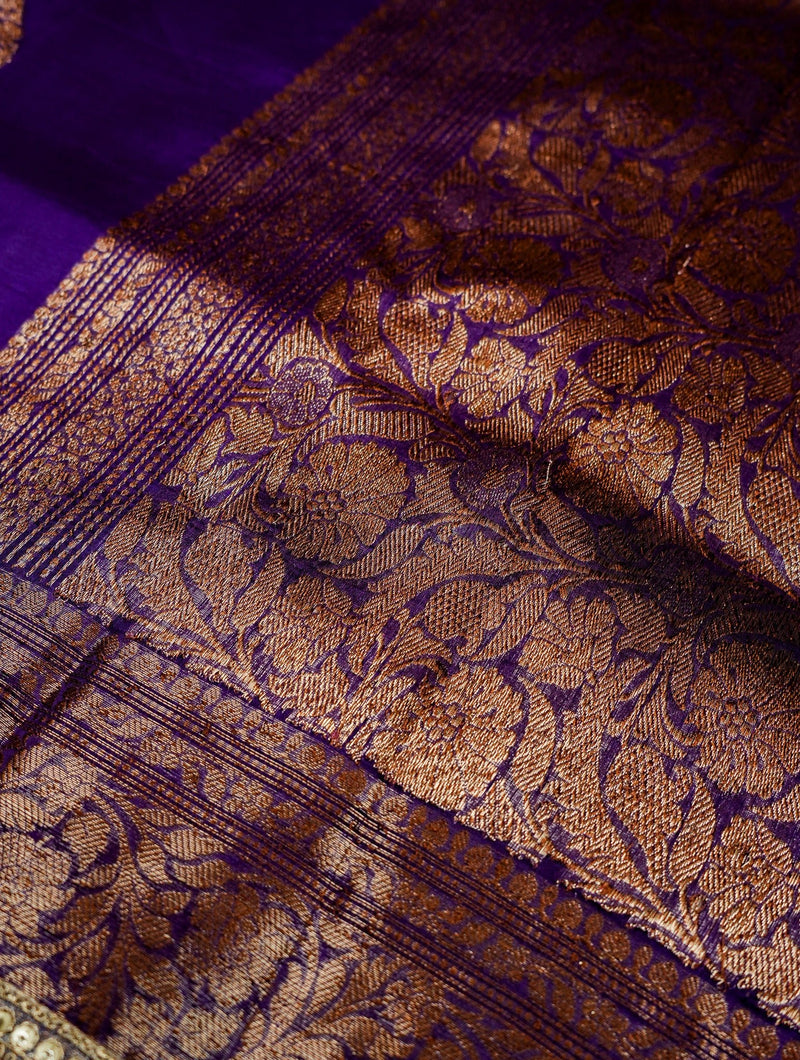 Handwoven Purple Banarasi Organza Saree