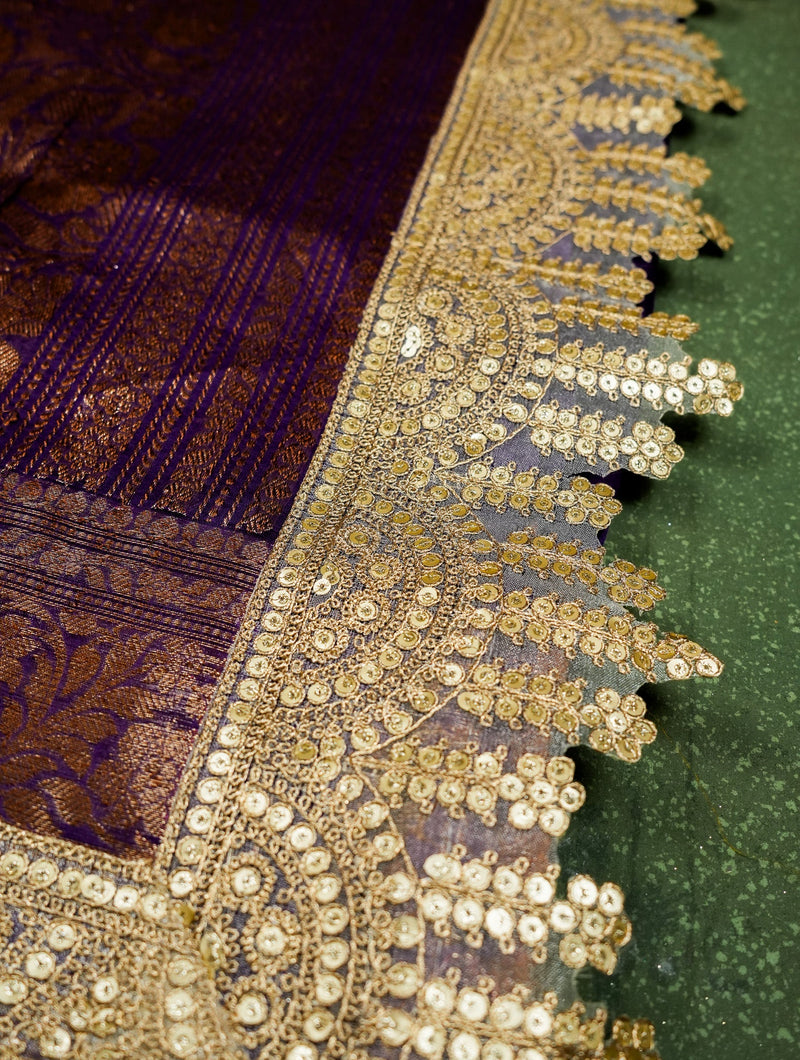 Handwoven Purple Banarasi Organza Saree