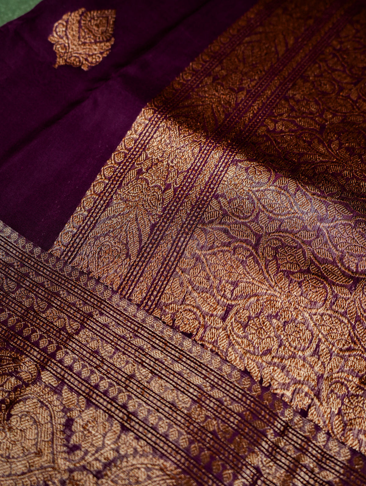 Handwoven Wine Banarasi Organza Saree