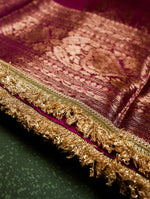 Handwoven Magenta Banarasi Organza Saree