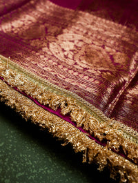 Handwoven Magenta Banarasi Organza Saree