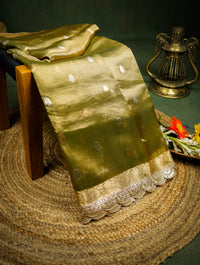 Handwoven Green Banarasi Tissue Silk Saree