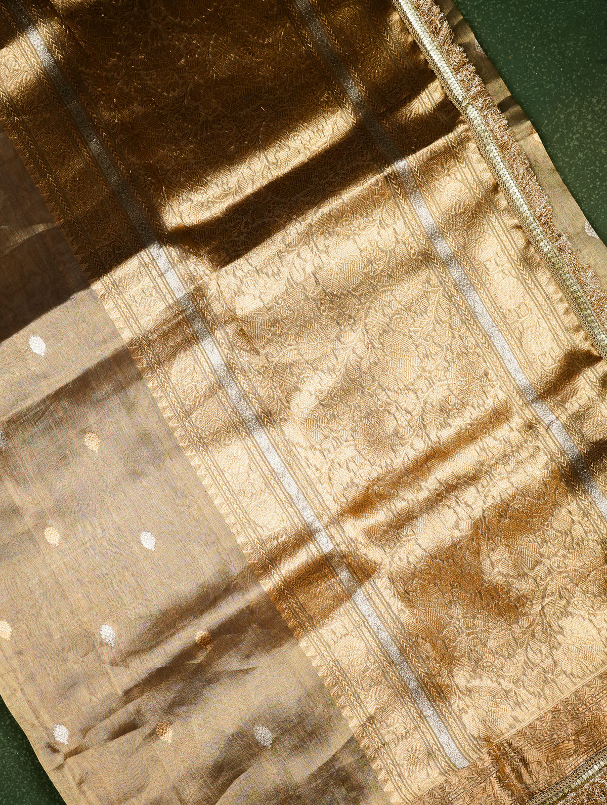 Handwoven Golden Banarasi Tissue Silk Saree