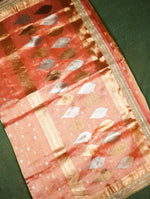 Handwoven Orange Banarasi Tissue Silk Saree