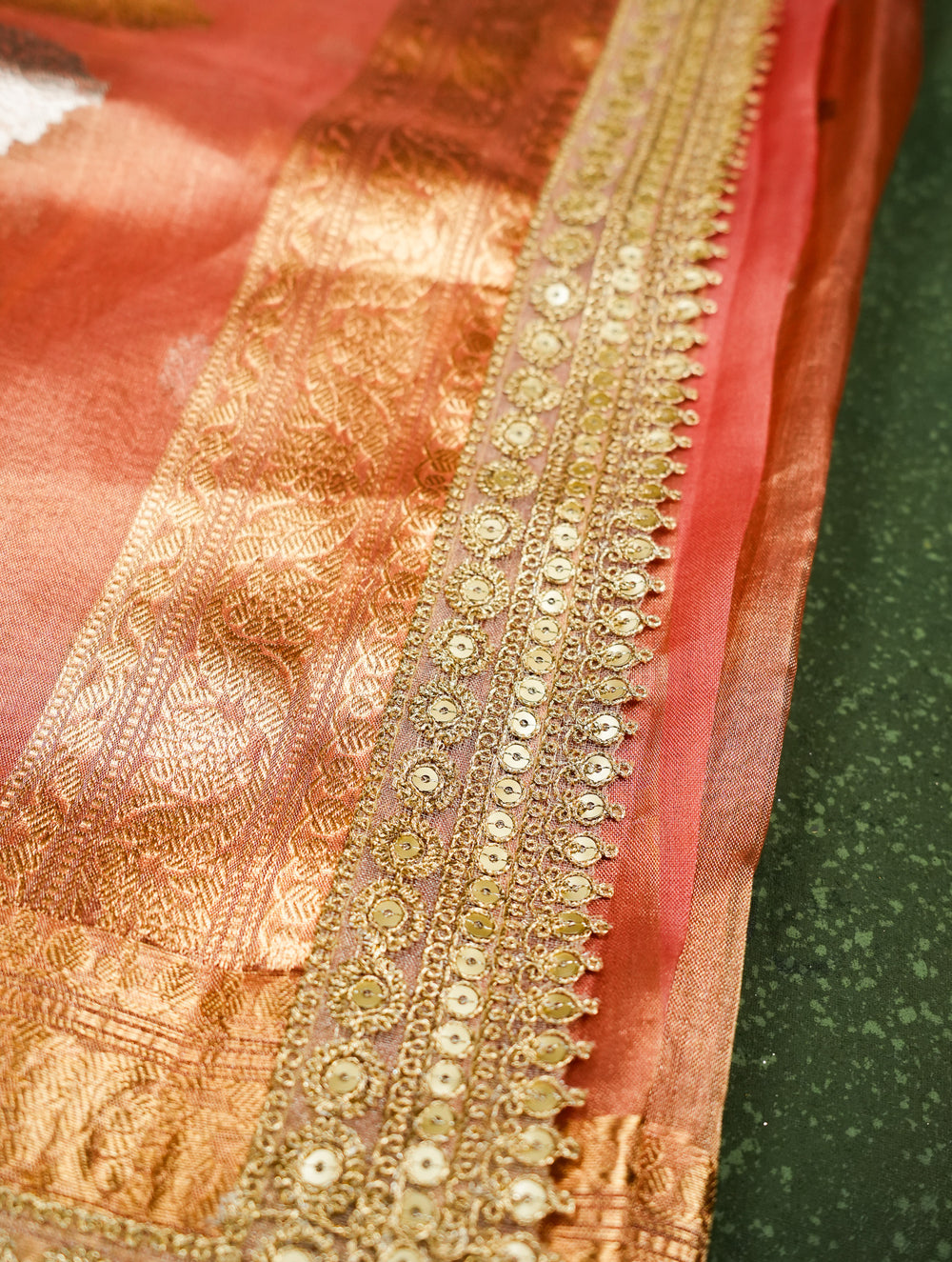 Handwoven Orange Banarasi Tissue Silk Saree