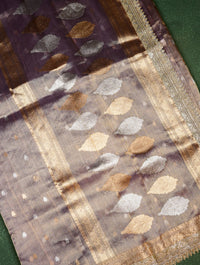 Handwoven Puple Banarasi Tissue Silk Saree