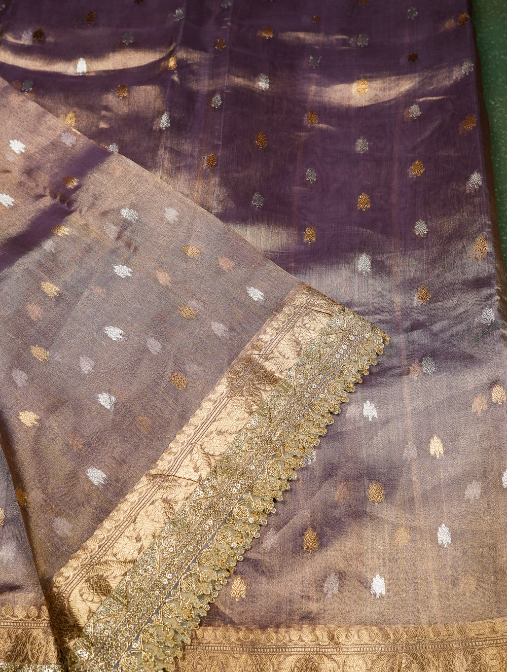 Handwoven Puple Banarasi Tissue Silk Saree