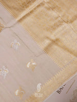 Handwoven Biege Banarasi Tussar Silk Saree