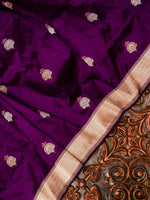 Handwoven Ink Voilet Banaras Katan Silk Saree