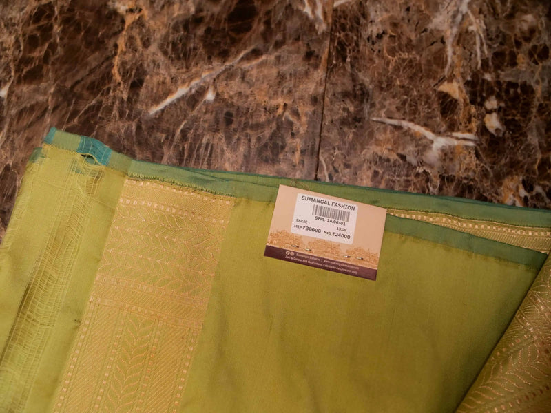 Handwoven Fresh Green Banaras Katan Silk Saree
