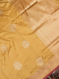 Handwoven Mango Mustard Banaras Katan Silk Saree
