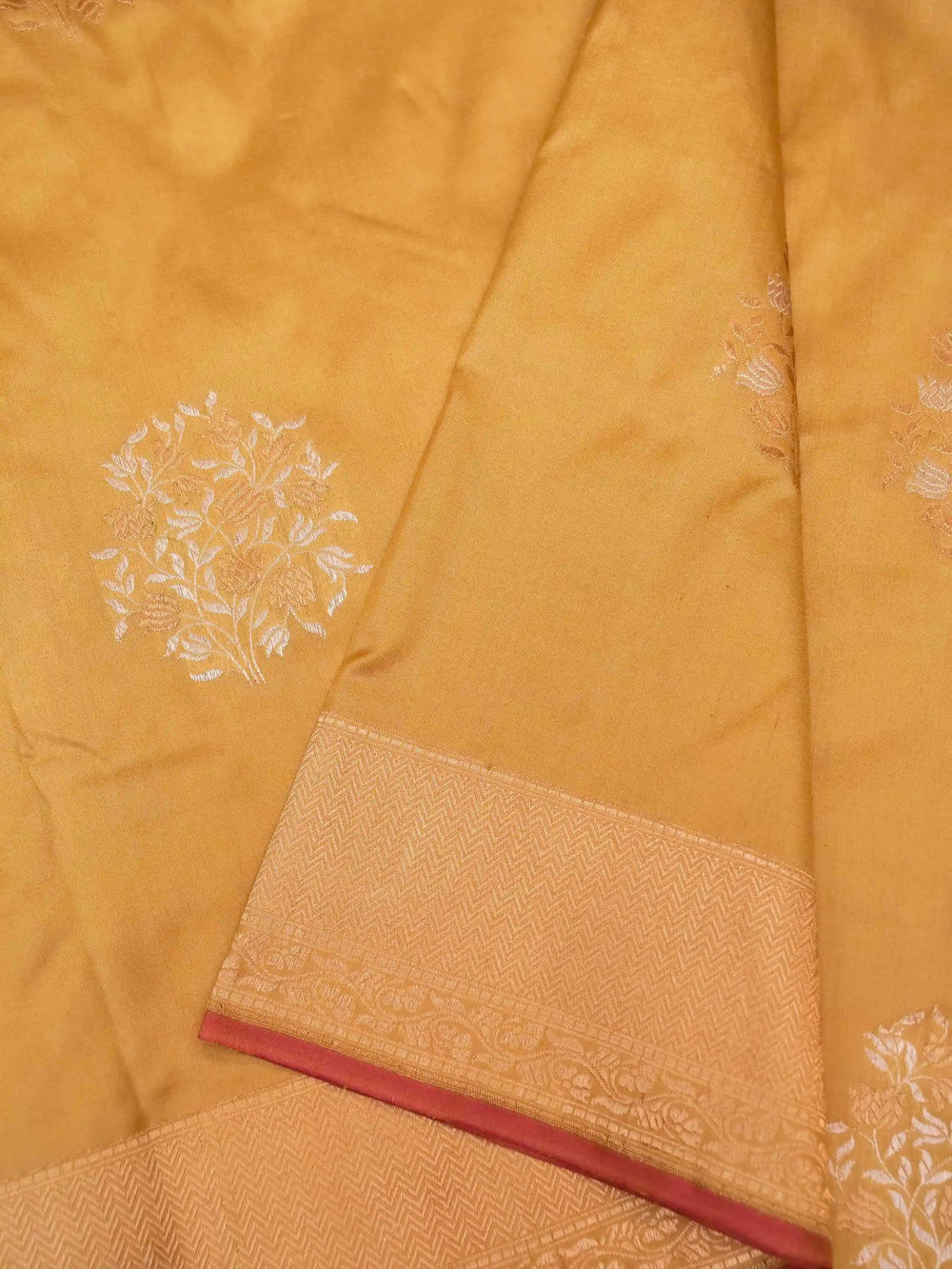 Handwoven Mango Mustard Banaras Katan Silk Saree