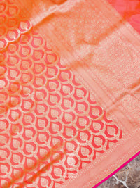 Handwoven Peachy Pink   Katan Silk Saree