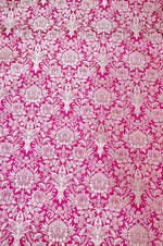 Magenta Pink Floral Mashru Silk Handwoven Banarasi Thaan