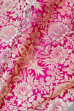 Magenta Pink Floral Mashru Silk Handwoven Banarasi Thaan