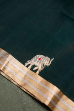 Handwoven Bottle Green Banarasi Organza Saree