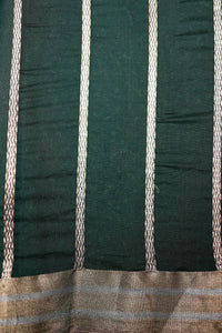 Handwoven Bottle Green Banarasi Organza Saree