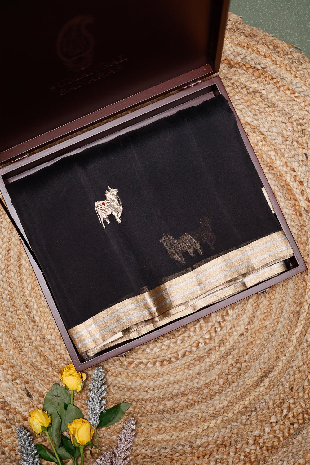 Handwoven Black Banarasi Organza Saree