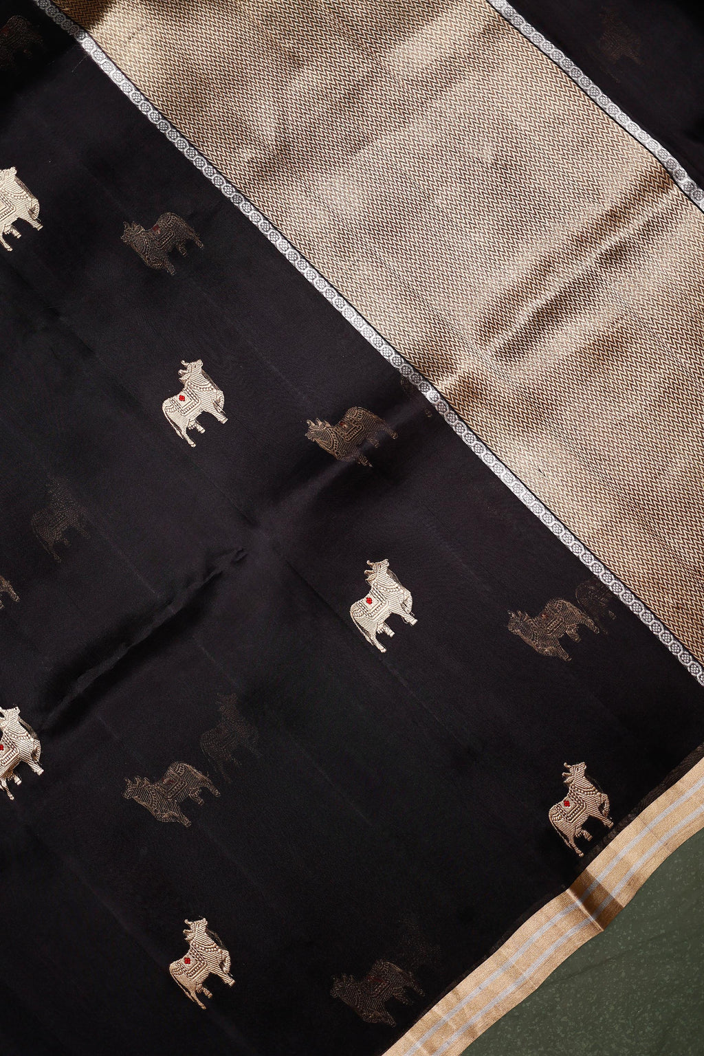 Handwoven Black Banarasi Organza Saree
