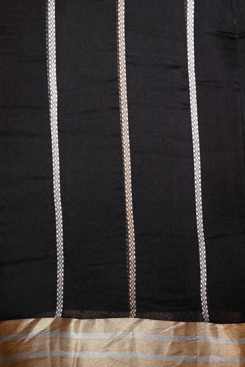 Handwoven Black Banarasi Organza Saree