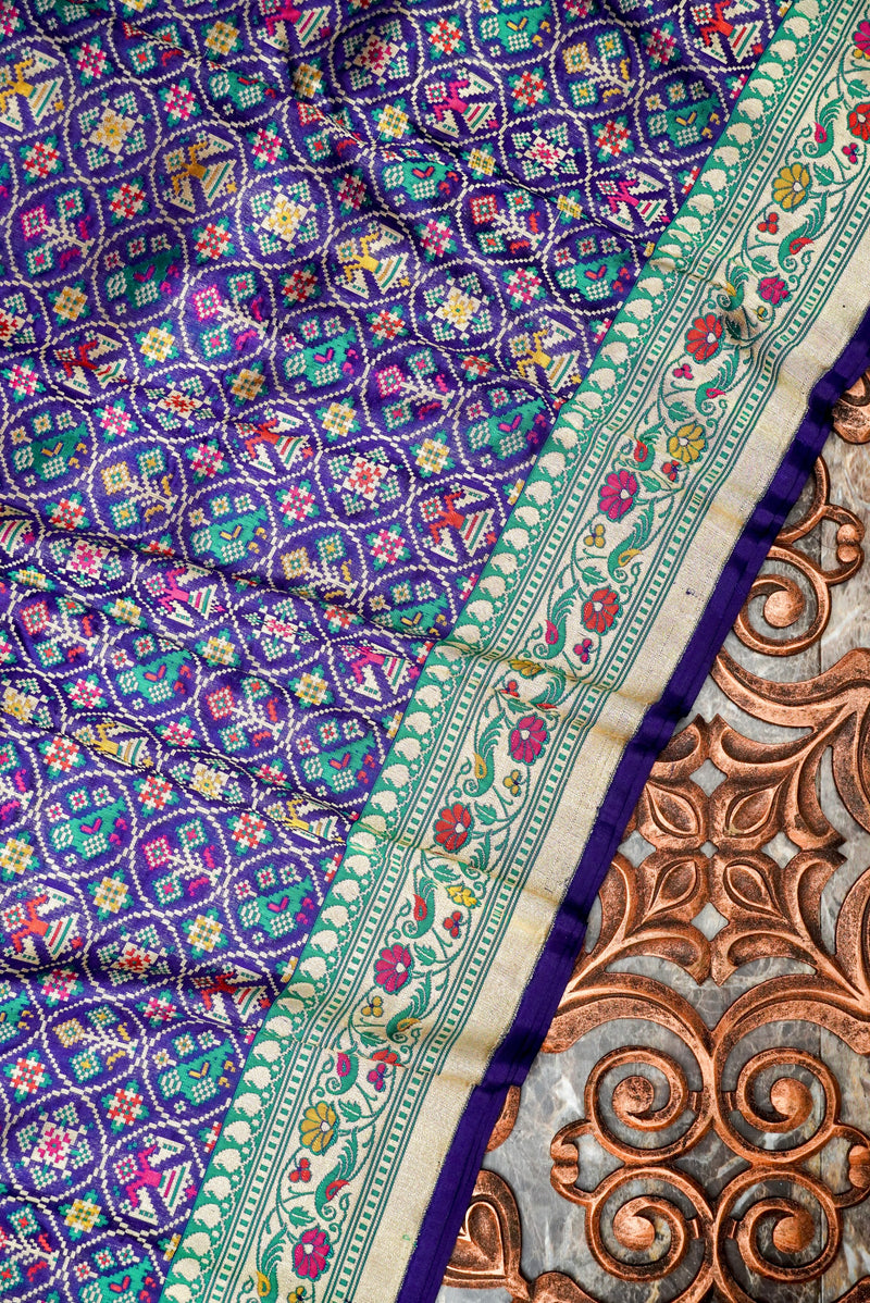 Handwoven Blue Banarasi Katan Silk Saree