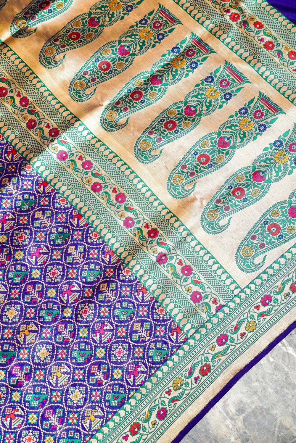 Handwoven Blue Banarasi Katan Silk Saree