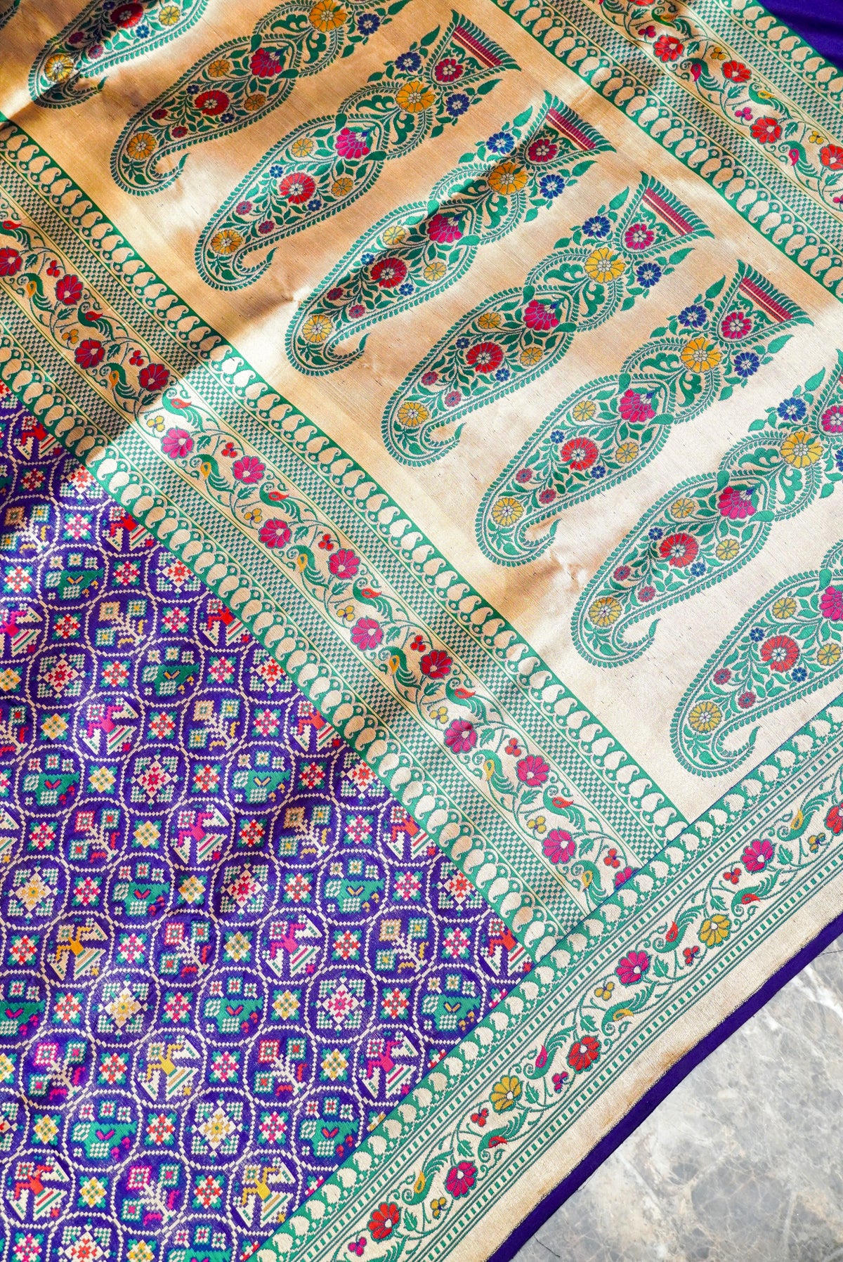Handwoven Blue Banarasi Katan Silk Saree