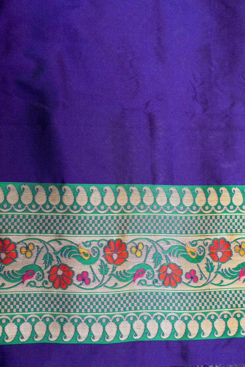 Handwoven Blue Banarasi Katan Silk Saree