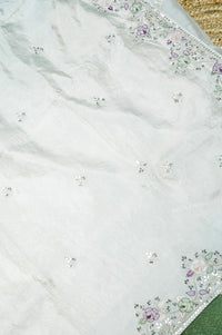 Designer Off White Tissue Silk Embroidered Saree